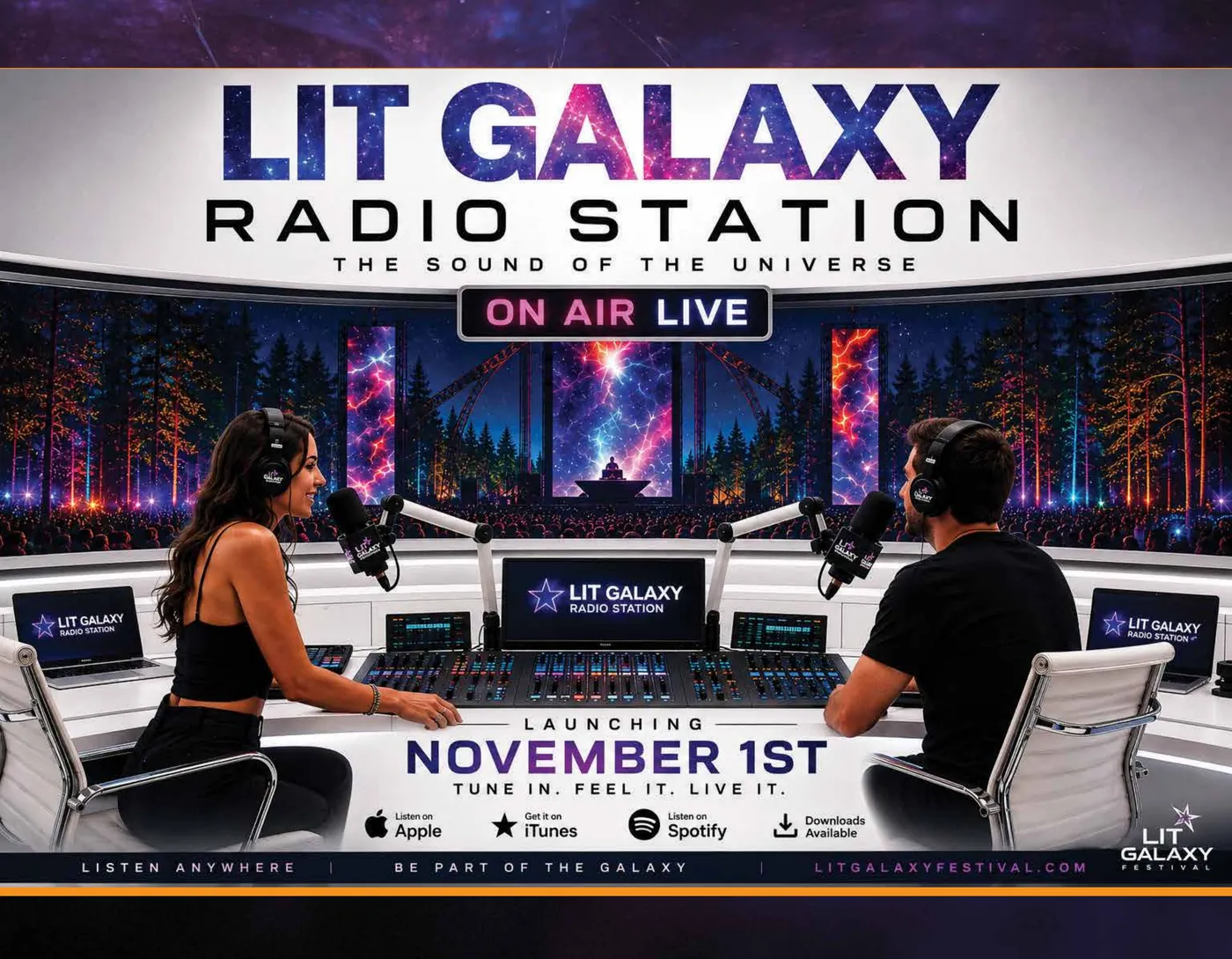 Lit Galaxy Radio Station — the festival's own station, launching November 1st.